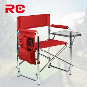 Custom Made Aluminium Makeup Lightweight Foldable Director Camping Chair With Table