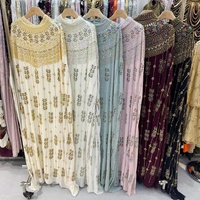 Robe de soirée colorée à sequins et perles, ensemble de tenue de mariée musulmane artisanale, jalabiya pour cérémonie de mariage