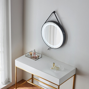 Norhs Gương Da Tròn Trang Trí Khung Treo Tường Khách Sạn Gương Trang Điểm Phòng Khách - Product Image 3