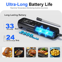 Thermomètre de cuisine numérique rechargeable sans fil avec écran LCD et sonde en acier inoxydable pour barbecue