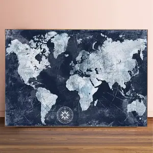 विंटेज विश्व मानचित्र कैनवास पेंटिंग मुद्रण पोस्टर पृथ्वी दीवार कमरे में रहने वाले आधुनिक नॉर्डिक सजावट कला घर सजावट के लिए चित्र
