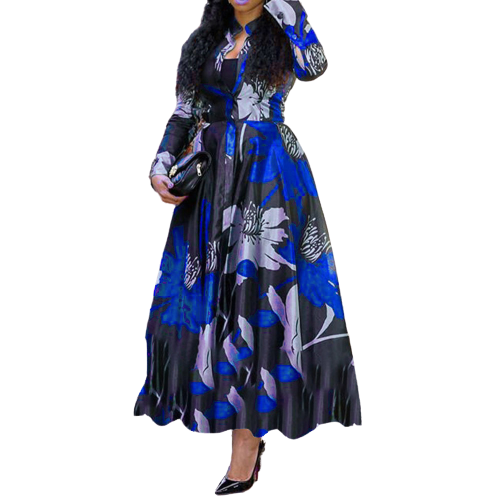 N Dress Falda Larga Estampada Digital Para Mujer Con Cuello N Dress Falda Larga Estampada Digital Para Mujer Con Cuello