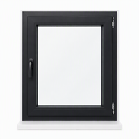 Ventana oscilobatiente de aluminio con bisagra oculta de apertura interior, manija con bloqueo, herrajes de acero inoxidable y a prueba de viento.