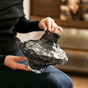 Vase en verre transparent en forme de vallée de canyon danois, récipient floral de luxe de style INS créatif, pour la décoration intérieure du salon et de la maison - Product Image 6