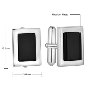 Stylish đen Onyx Khuy măng sét cho nam giới sterling bạc hình chữ nhật thiết kế chính thức mặc phụ kiện đồ trang sức sang trọng kinh doanh Cuff liên kết - Product Image 6