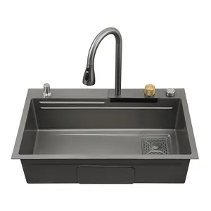 75/46 waterfall smart handmade 304 stainless steel sink single bowl kitchen sink