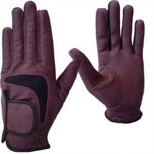 Top quality Brown color custom logo Leather Golf gloves For unisex wholesale price USA - Product Image 1