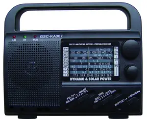 AM/FM/MW/SW/TV/WX/VHF dalga 10 bantları güneş el krank hava radyo