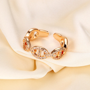 Anello da naso da donna regolabile con <span class=keywords><strong>micro</strong></span> pavé di zirconi cubici, design a naso di maiale, gioiello di tendenza, elegante e di lusso, stile americano. - Product Image 2