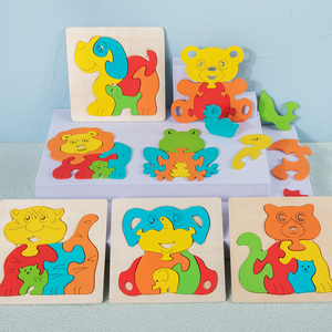 Kinderen Diy Montessori Vroege Educatieve Pegged Puzzels Mini Cartoon Dier 3d Puzzel Bordspellen Voor Kinderen Jongens Meisjes - Product Image 5