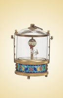 Horloge mécanique vintage et unique en émail cloisonné chinois / Bronze vert/bleu pour aquarium animé
