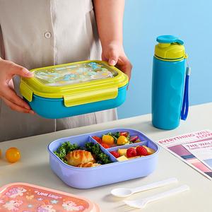 Ensemble de boîte à lunch et gourde mignons pour enfants, filles, garçons, école, maternelle, 3 compartiments, sans BPA, écologique - Product Image 3