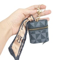 Nouvel Organisateur de Clés et de Pièces en PU, Étui pour Écouteurs, Mini Pochette à Rouge à Lèvres, Porte-clés Portable à Motif Géométrique Frais et Doux