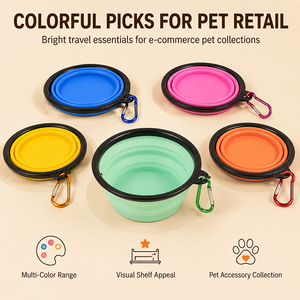 Gamelle et abreuvoir pliables pour animaux de compagnie, écologiques, en plastique imperméable, portables pour l'intérieur, 350 ml, pour chiens et chats - Product Image 3
