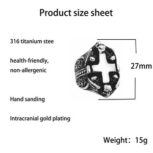 <b>Men's</b> Titanium Steel Cross <b>Ring</b> <b>Silver</b> And Gold Color Retro Punk Style Fashion Jewelry Gift For <b>Men</b> - Product Image 5