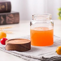 Pot en verre borosilicate avec couvercle en bois d'acacia, grande ouverture, 3,5g, 500ml, 350ml