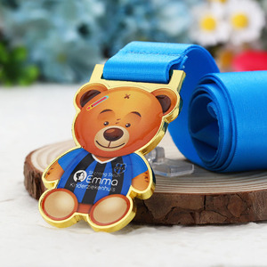 Medallas de fútbol para correr para niños, medallas de fútbol con dibujos animados, bonitos premios de equipo deportivo con estampado de Metal en Color, Mini medalla con cordón de cinta - Product Image 2