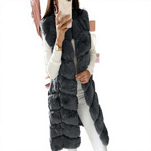 Chaleco largo de lana artificial de conejo, nuevo para otoño-invierno, acolchado de algodón, cálido y afelpado, para maternidad, estilo urbano y versátil. - Product Image 3