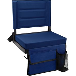 Siège de stade Maeytau Navy pour gradins avec support dorsal, coussin épais rembourré et sangle d'épaule - Product Image 1