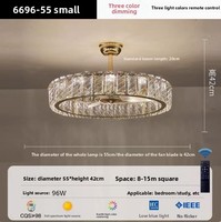 Ventilateur de plafond LED en cristal français de luxe léger pour salon, salle à manger, avec télécommande, montage en surface