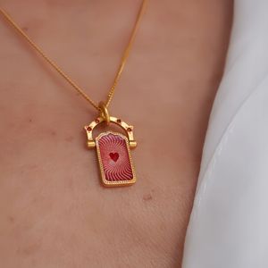 Collier pendentif porte-bonheur en acier inoxydable coloré en forme de cœur, style tarot, de la marque Haomi - Product Image 4