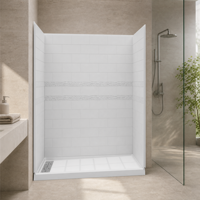 Panneau mural de douche SMC à installation rapide, kit de receveur de douche étanche, panneaux de revêtement de douche pour salle de bain, gain de temps pour projets hôteliers