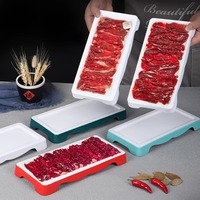 Platos para servir de cordero de carne china de doble color, respetuosos con el medio ambiente, olla caliente Rectangular, rollo de carne de cordero de melamina, plato de sashimi de piedra