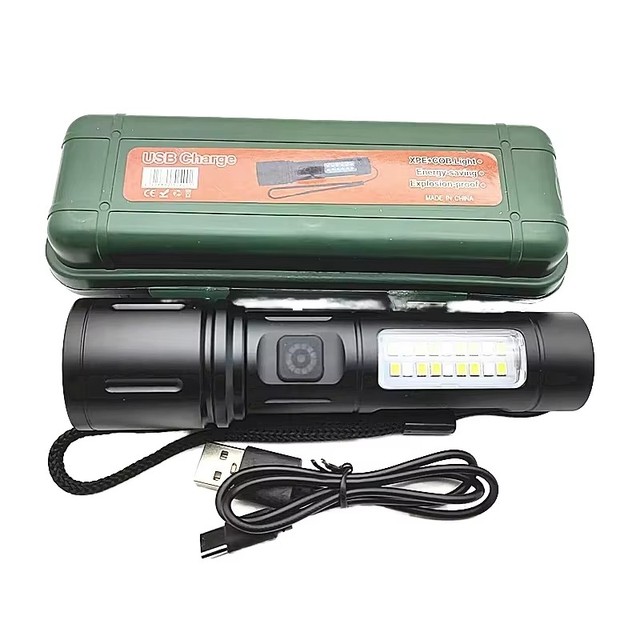 Dailu Rechargeable 3W Zoom Mini LED Flashlight Black Body 800mah Aluminum Torches Bush Button White Tactical Flashlight for Outd