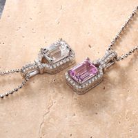 DEYIN Hot Iced Out Pendentif Grand Saphir Rose Pendentif En Argent Sterling 925 Lumière Moissanite Bling Rubis Pendentif Hip Hop Collier