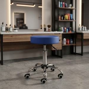 <span class=keywords><strong>Tabouret</strong></span> pivotant rond moderne de luxe en PU rembourré avec base chromée et roulettes, <span class=keywords><strong>tabouret</strong></span> <span class=keywords><strong>à</strong></span> roulettes multi-usages pour atelier, salon de coiffure - Product Image 1