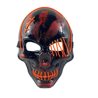 Masque de pirate à un œil en plastique respirant et réutilisable, avec LED lumineuses et design sanglant d'horreur, idéal pour Halloween et Pâques - Vente Flash