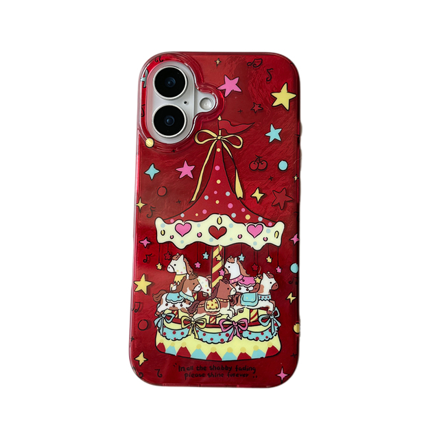 Cute Creative Music Carousel IMD Phone Cases for iPhone 14/15/16/17 Pro Max Glacier Pattern Best Friend Gift Suitable for iPhone