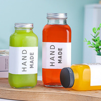 Bouteille de jus en verre vide carrée française de 16oz pour stocker la bière froide maison, le café, les Smoothies, bouteille d'emballage de lait