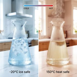 Vente en gros de carafes à boisson en verre soufflé à la main, résistantes aux hautes températures, de 1100 ml, aux couleurs vives et variées, pour jus de fruits - Product Image 2