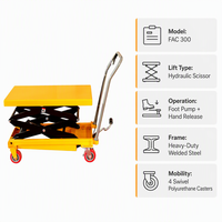 Plataforma Elevadora de Tijera Eléctrica Hidráulica Hanxiang de 150 kg, Mesa de 700x450 mm, Plataforma Móvil de Acero, Color Amarillo, Doble Controlador, Elevación en 150/120 Segundos