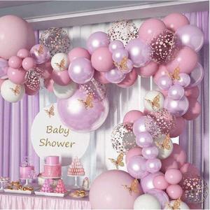 Décoration de ballons LUYI, 140 pièces, guirlande de ballons roses jetables, kit d'arche de ballons à confettis chromés violets, ballons pour mariage et fête - Product Image 6