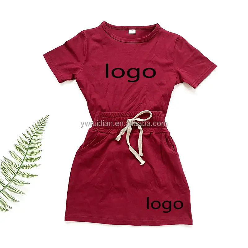 Traje de chica con logotipo personalizado, falda de moda de verano, traje de bebé a la moda, varios colores, opcional, 2023