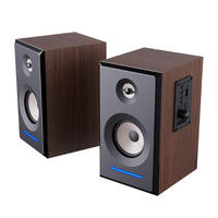 Altavoces de Estantería con Monitor Bluetooth Activo Estéreo 2.0 de 20 Vatios RMS con Carcasa de Madera, LED y Entrada de Audio Auxiliar y USB