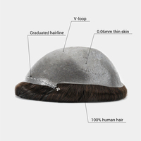 Perruque Homme HS1V Ultra Fine en Polyskin, Cheveux Indiens Remy, Toupet à Ligne Frontale Naturelle, Système de Remplacement Capillaire pour Hommes