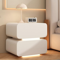 Table de chevet moderne intelligente avec miroir et éclairage LED multifonctionnel, en bois, pour chambre à coucher et appartement
