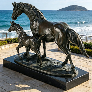 Statue d'animal d'extérieur personnalisable, sculpture en bronze classique <span class=keywords><strong>de</strong></span> style européen pour manoir et jardin, statue <span class=keywords><strong>de</strong></span> poulain et <span class=keywords><strong>de</strong></span> jument - Product Image 4