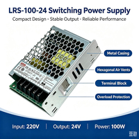Alimentation électrique CC ultra-mince LRS-100-24 100W avec protection d'isolation et ventilateur de refroidissement pour bandes LED et dispositifs de surveillance
