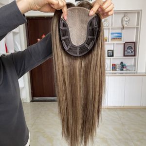 Prêt à expédier : Topper invisible en soie 100 % cheveux humains, base en soie, avec clips, pour cheveux clairsemés - Product Image 3