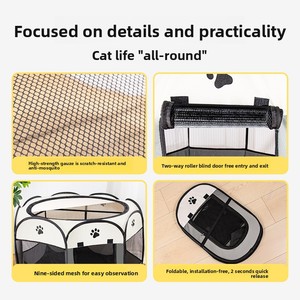 Katı desen sekizgen köpek ve kedi evcil hayvan kafesi evrensel annelik odası kulübesi çadır Oxford bez fermuar kapatma kutusu ambalaj dahil - Product Image 4