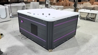 Baignoire Spa Autoportante Carrée en Acrylique Naiya, Moderne, avec Cascade, Massage, Éclairage LED, Écologique, Guangdong