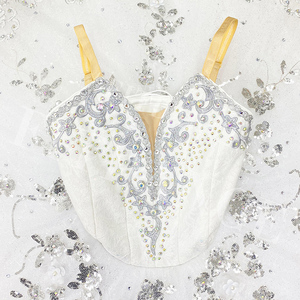 T0941 Service personnalisé, tenue de danse de scène pour enfants, motifs blancs, tutu de ballet professionnel - Product Image 4