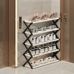 Shoe Racks For Home 6-15 Pair Shoe Rack Storage Organizer 5Tier Foldable Shoe Rack For Door Plastic