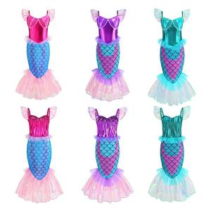 Disfraz de Ariel para Niñas, Estilo Nuevo, Vestido de Sirena con Mangas de Volantes, para Halloween, Disfraz de Fantasía - Product Image 3
