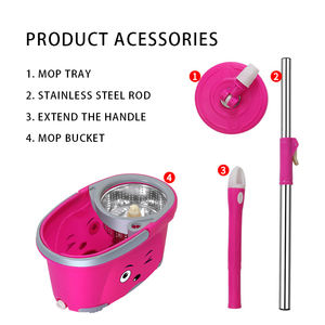 Fregona para el hogar Cubo <span class=keywords><strong>de</strong></span> Doble accionamiento con <span class=keywords><strong>poleas</strong></span> Fregona giratoria Lavable a <span class=keywords><strong>mano</strong></span> perezosa extraíble - Product Image 4