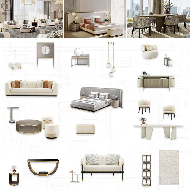 Foshan Luxury Furniture High Quality Complete House Furniture Turnkey Service Bed Luxury Bedroom Furniture Set